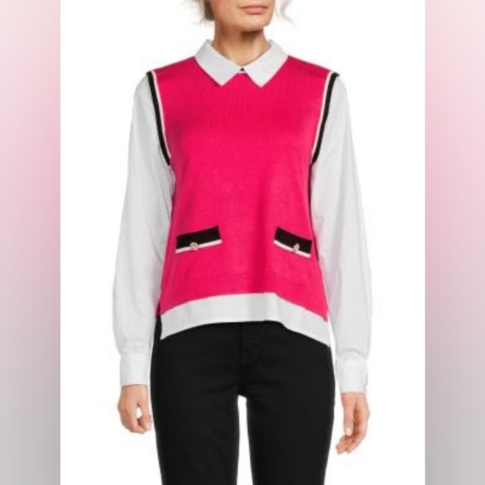 Karl Lagergeld Spread Collar Sweater in Berry, xs